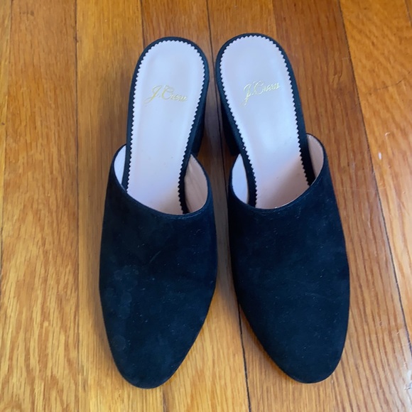 J. Crew High Block Heel 3” Mule Black Suede Slip-on Women’s Size 6.5 - Picture 3 of 7